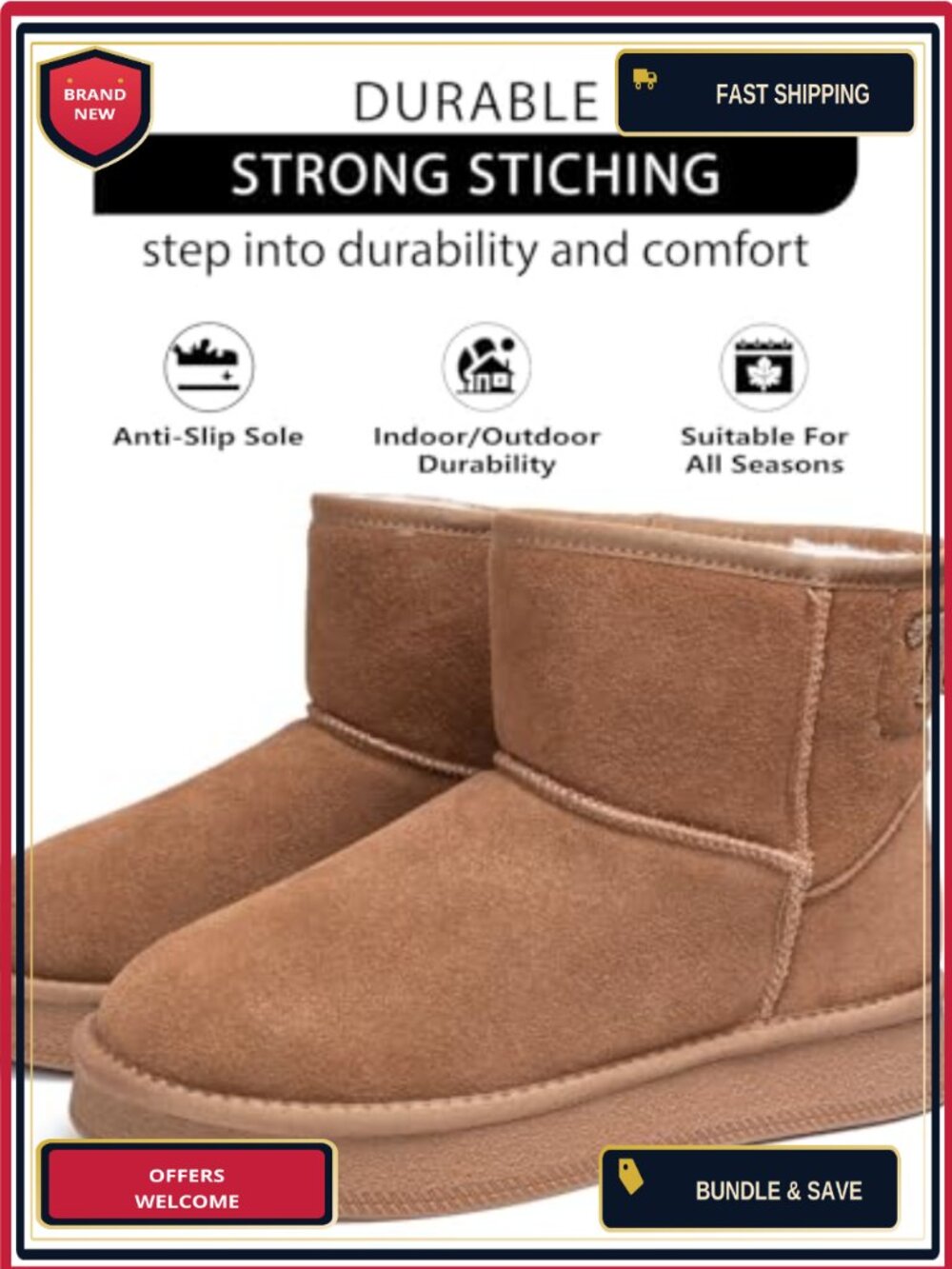Women's Platform Ankle Snow Boots Genuine Suede Winter Boots Memory Foam Fur View 3